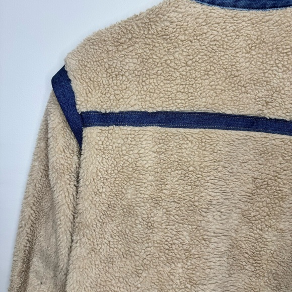 Veronica Beard Potter Cropped Denim-Trim Sherpa Jacket Size Medium - Picture 13 of 15